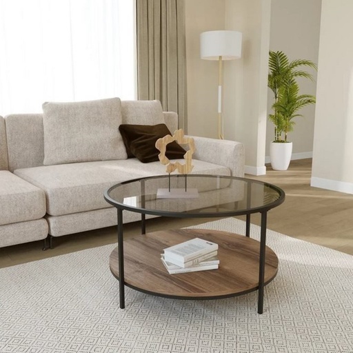 [AZAMCO1939] Coffee Table 80×45 cm - Brown & Black