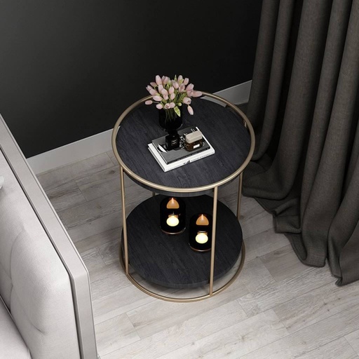 [AZAMCO1907] Side Table 40×55 cm - Black & Gold