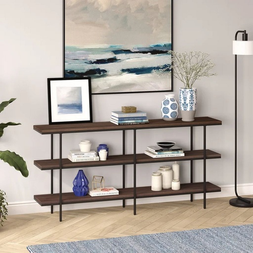 [OAKLY205] Engineered Wood and Iron Console Black and Brown - 140x30x90 cm