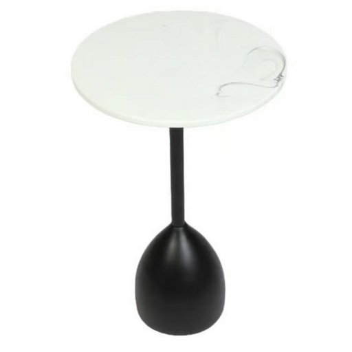 [OAK7655] Side Table 35x55 cm - White & Black 