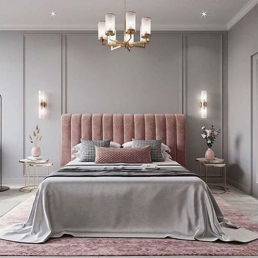 Swedish Wood and Velvet Bed - Pink