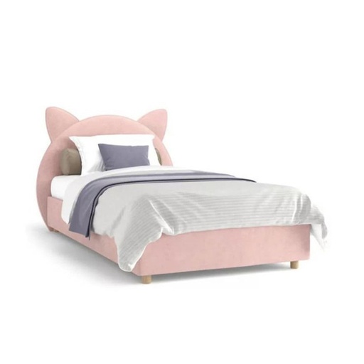 [HAPPY8] Swedish Wood and Velvet Single Bed - سرير 200x120x40 cm - Pink