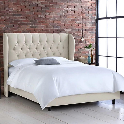 MDF Wood & Sackcloth Super King Bed - Beige