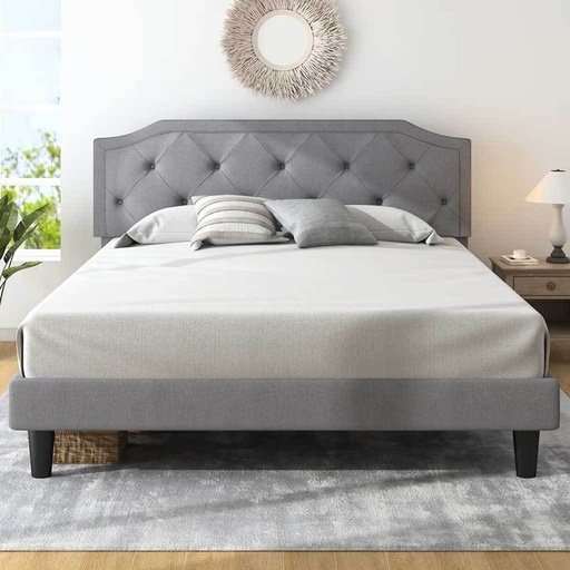 Swedish MDF & Sackcloth Super King Bed - Grey and Black